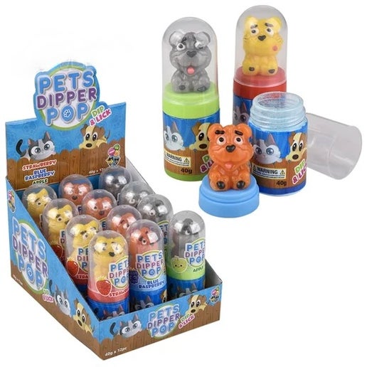 Fun Frenzy Pets Dipper Pop Candy Lollipop Dip Lick 12ct